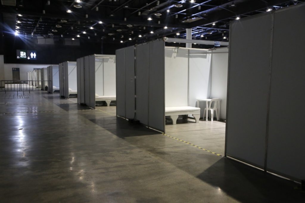 A convention center turned into a COVID-19 facility