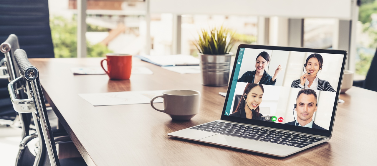 Businesspeope on a digital call