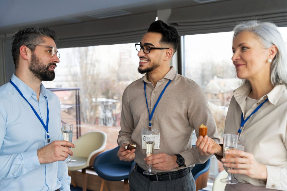 Business professionals networking in a meeting